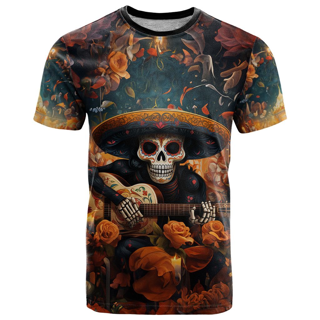 Day of Dead Skull T Shirt Sugar Skull Musican - Wonder Print Shop