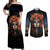 Day of Dead Lady Couples Matching Off Shoulder Maxi Dress and Long Sleeve Button Shirt Sugar Skull Rose Lady - Wonder Print Shop