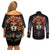 Day of Dead Lady Couples Matching Off Shoulder Short Dress and Long Sleeve Button Shirt Sugar Skull Rose Lady - Wonder Print Shop