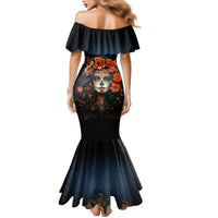 Day of Dead Lady Family Matching Mermaid Dress and Hawaiian Shirt Sugar Skull Rose Lady - Wonder Print Shop