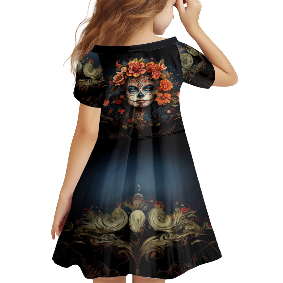 Day of Dead Lady Family Matching Tank Maxi Dress and Hawaiian Shirt Sugar Skull Rose Lady - Wonder Print Shop