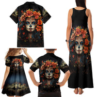 Day of Dead Lady Family Matching Tank Maxi Dress and Hawaiian Shirt Sugar Skull Rose Lady - Wonder Print Shop