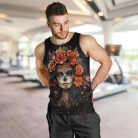 Day of Dead Lady Men Tank Top Sugar Skull Rose Lady - Wonder Print Shop