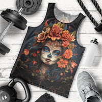 Day of Dead Lady Men Tank Top Sugar Skull Rose Lady - Wonder Print Shop