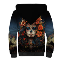 Day of Dead Lady Sherpa Hoodie Sugar Skull Rose Lady - Wonder Print Shop