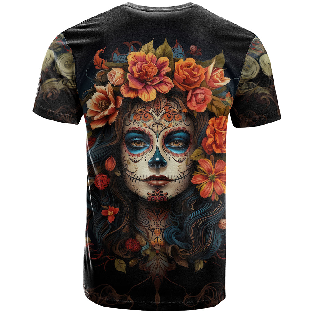 Day of Dead Lady T Shirt Sugar Skull Rose Lady - Wonder Print Shop