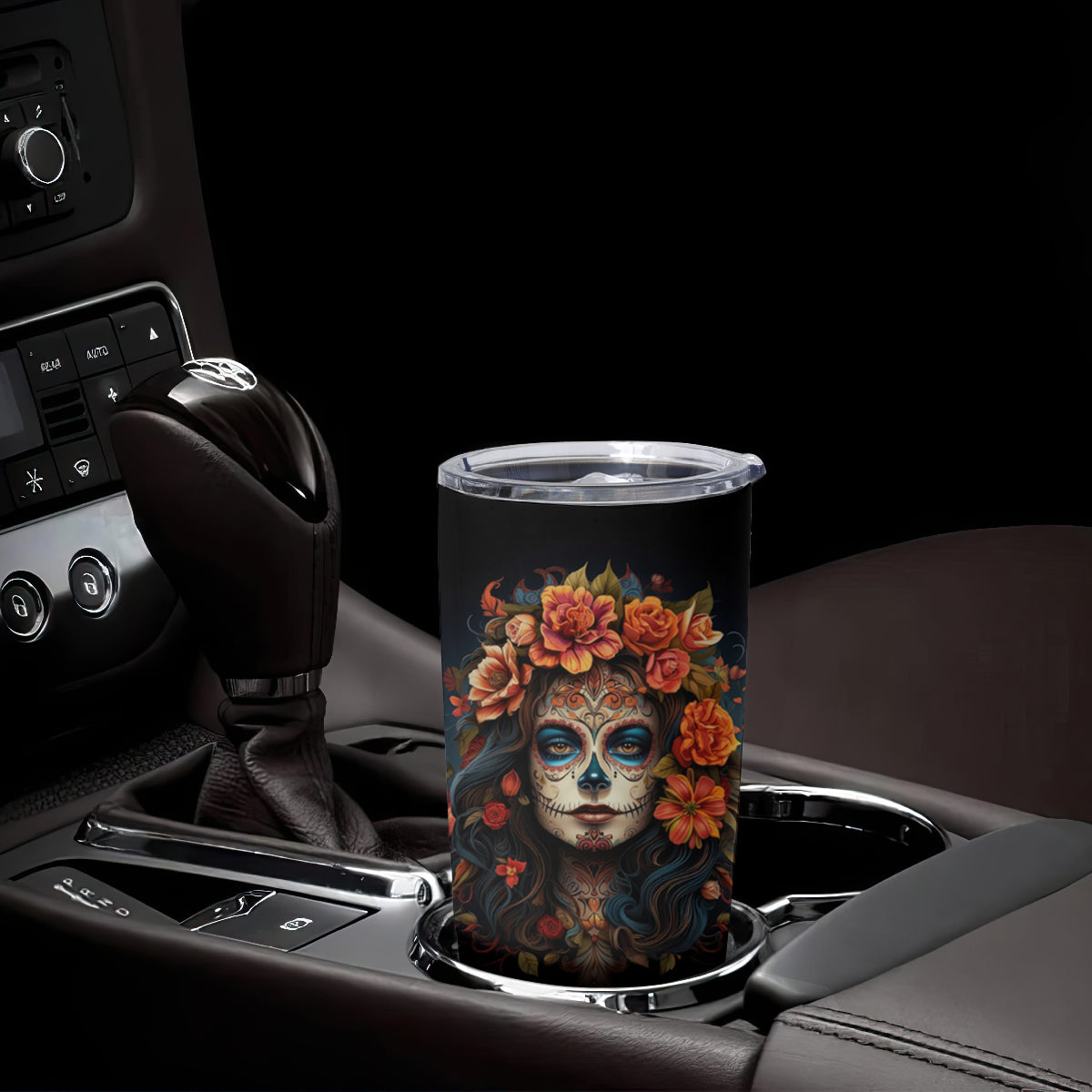 Day of Dead Lady Tumbler Cup Sugar Skull Rose Lady - Wonder Print Shop