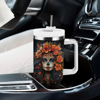 Day of Dead Lady Tumbler With Handle Sugar Skull Rose Lady - Wonder Print Shop