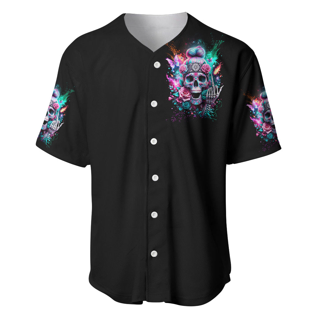 Rose Skull Baseball Jersey Fuck Off Problem Solved - Wonder Print Shop