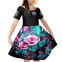 Rose Skull Family Matching Mermaid Dress and Hawaiian Shirt Fuck Off Problem Solved - Wonder Print Shop