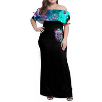 Rose Skull Family Matching Off Shoulder Maxi Dress and Hawaiian Shirt Fuck Off Problem Solved - Wonder Print Shop