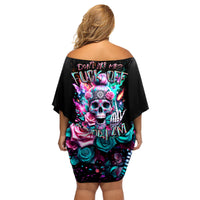Rose Skull Family Matching Off Shoulder Short Dress and Hawaiian Shirt Fuck Off Problem Solved - Wonder Print Shop
