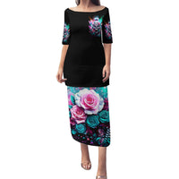 Rose Skull Family Matching Puletasi Dress and Hawaiian Shirt Fuck Off Problem Solved - Wonder Print Shop