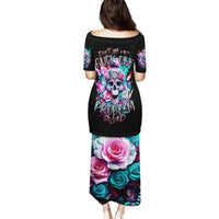 Rose Skull Family Matching Puletasi Dress and Hawaiian Shirt Fuck Off Problem Solved - Wonder Print Shop