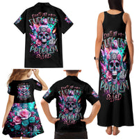 Rose Skull Family Matching Tank Maxi Dress and Hawaiian Shirt Fuck Off Problem Solved - Wonder Print Shop