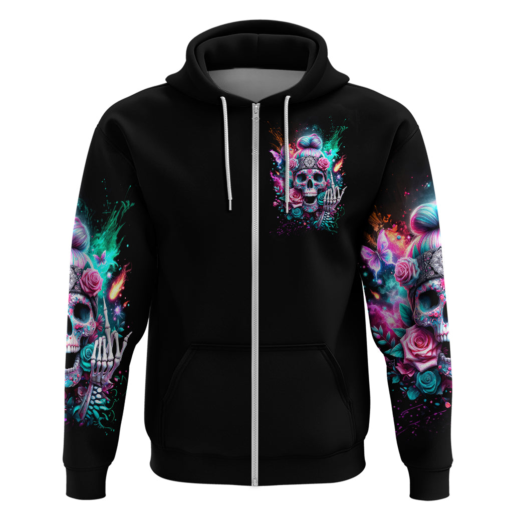 Rose Skull Hoodie Fuck Off Problem Solved - Wonder Print Shop