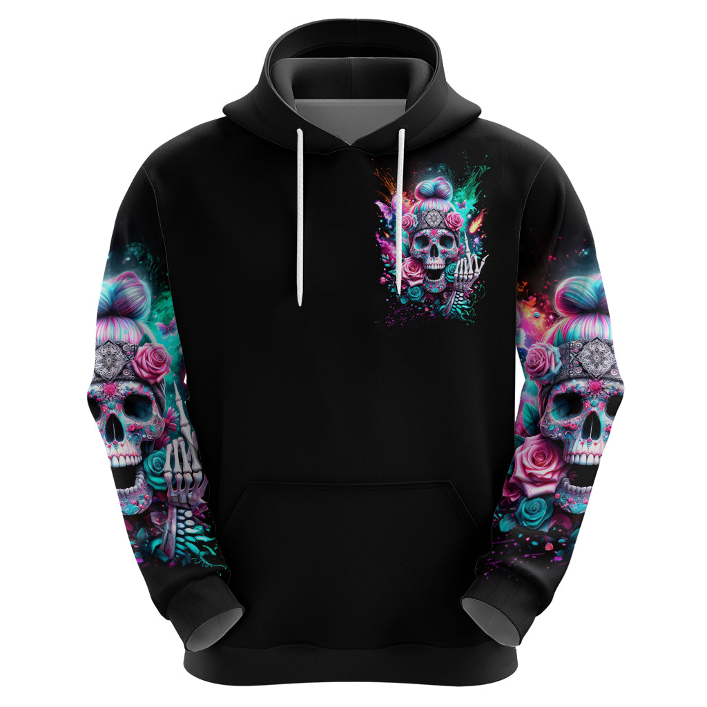 Rose Skull Hoodie Fuck Off Problem Solved - Wonder Print Shop