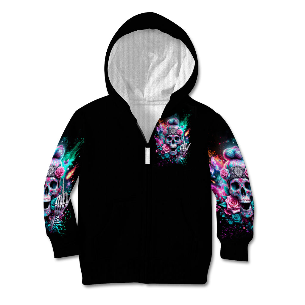 Rose Skull Kid Hoodie Fuck Off Problem Solved - Wonder Print Shop