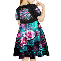 Rose Skull Kid Short Sleeve Dress Fuck Off Problem Solved - Wonder Print Shop