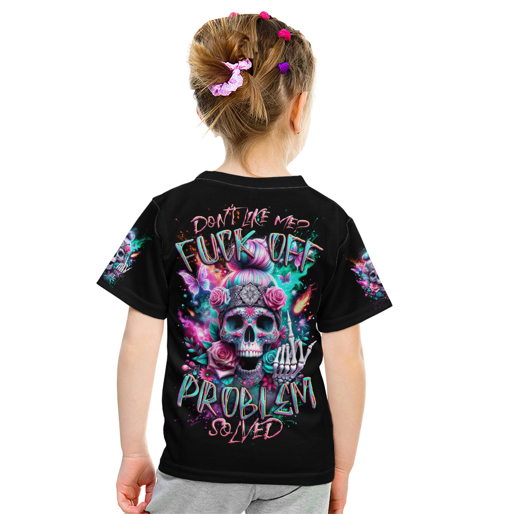 Rose Skull Kid T Shirt Fuck Off Problem Solved - Wonder Print Shop