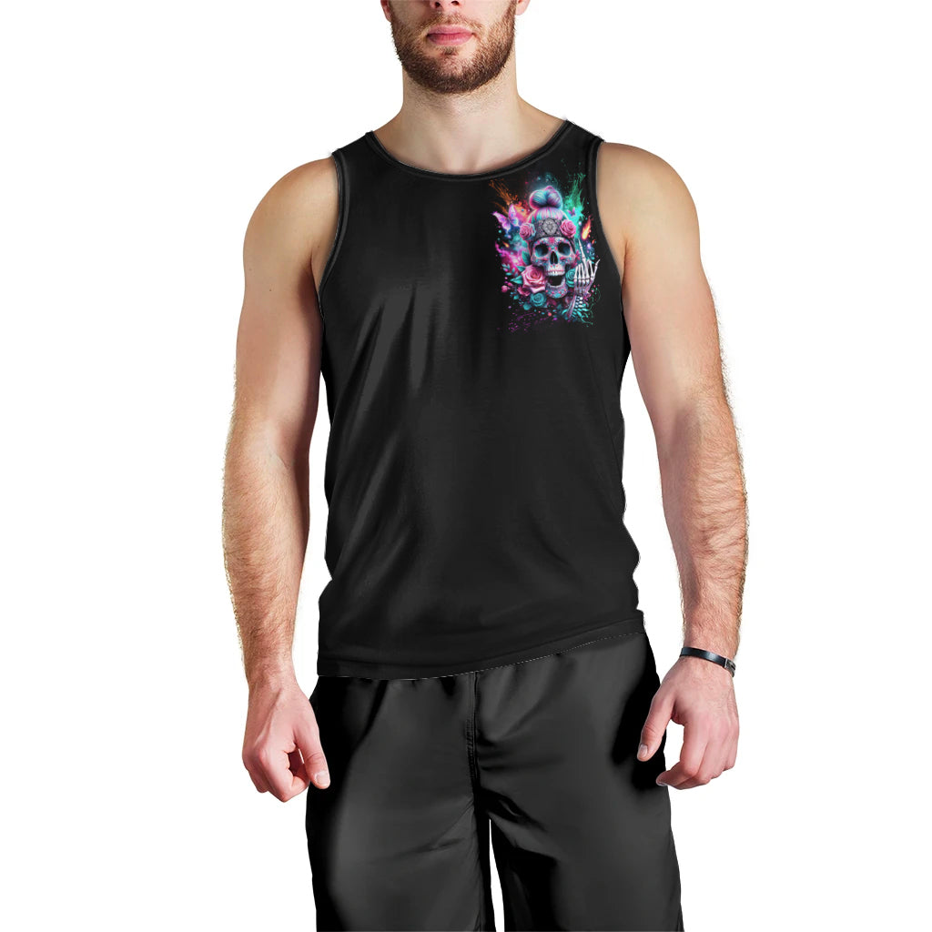 Rose Skull Men Tank Top Fuck Off Problem Solved - Wonder Print Shop
