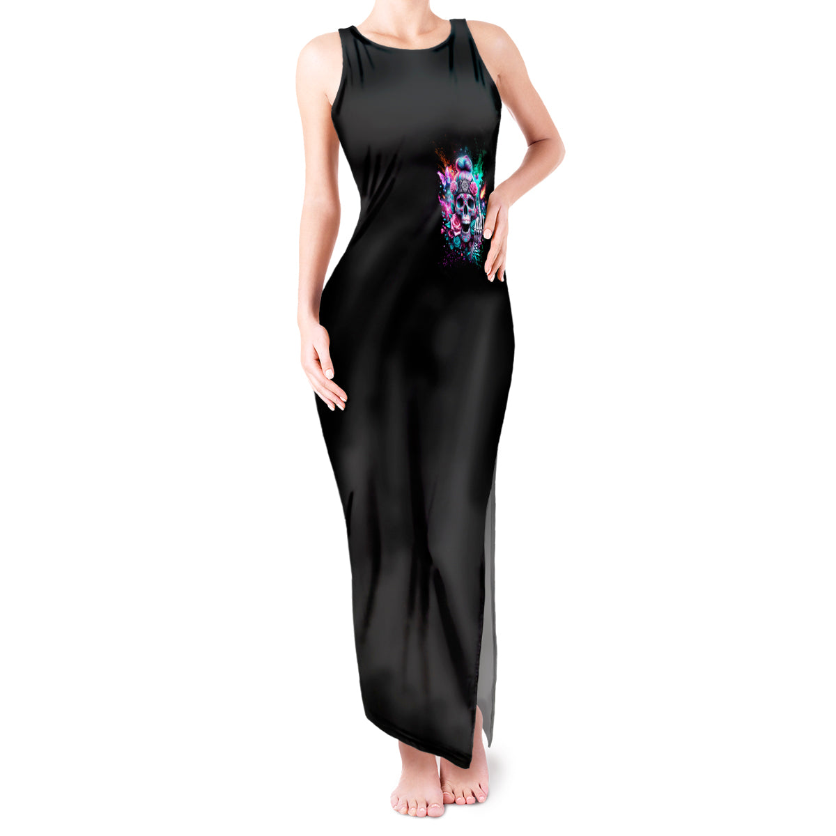Rose Skull Tank Maxi Dress Fuck Off Problem Solved - Wonder Print Shop