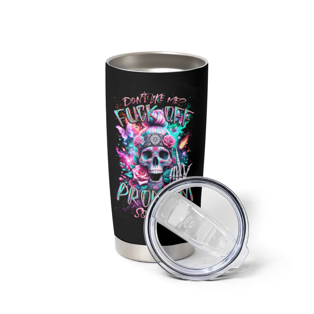 Rose Skull Tumbler Cup Fuck Off Problem Solved - Wonder Print Shop