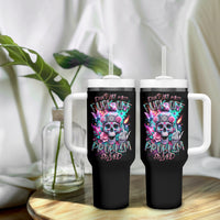Rose Skull Tumbler With Handle Fuck Off Problem Solved - Wonder Print Shop