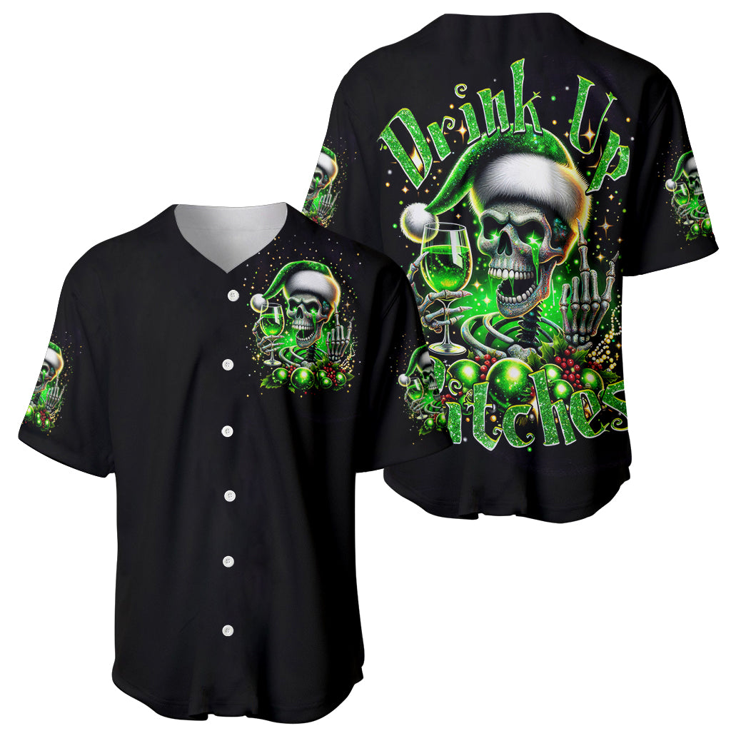 Christmas Skull Baseball Jersey Drink Up Bitches - Wonder Print Shop