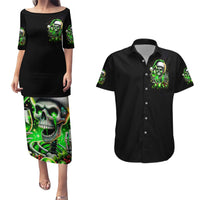 Christmas Skull Couples Matching Puletasi Dress and Hawaiian Shirt Drink Up Bitches - Wonder Print Shop