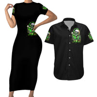 Christmas Skull Couples Matching Short Sleeve Bodycon Dress and Hawaiian Shirt Drink Up Bitches - Wonder Print Shop