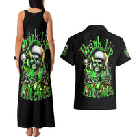 Christmas Skull Couples Matching Tank Maxi Dress and Hawaiian Shirt Drink Up Bitches - Wonder Print Shop