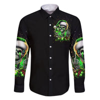 Christmas Skull Family Matching Long Sleeve Bodycon Dress and Hawaiian Shirt Drink Up Bitches - Wonder Print Shop