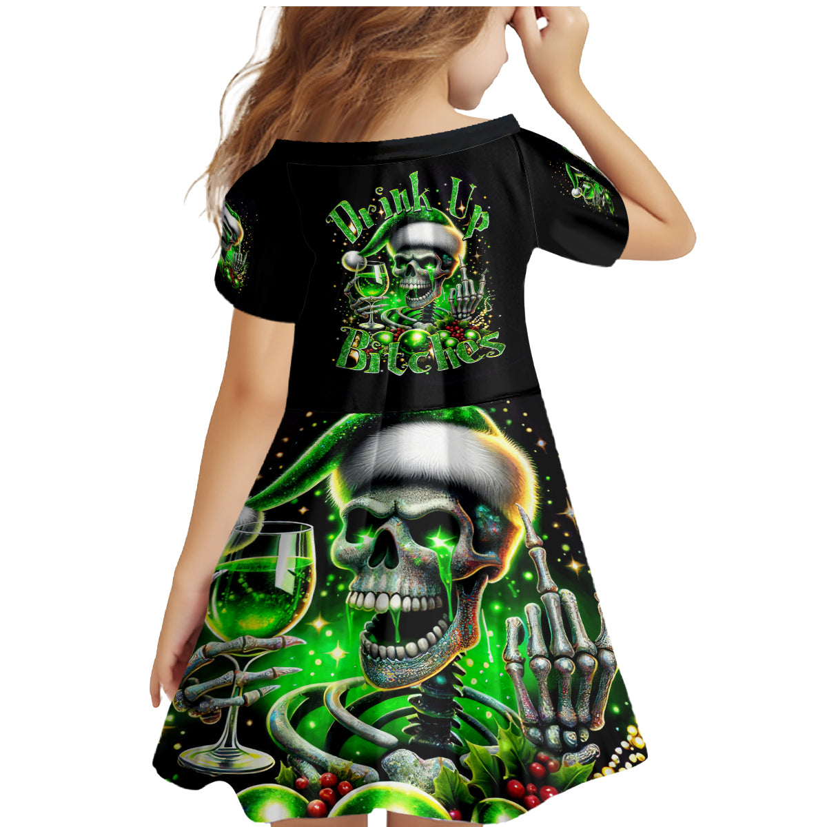 Christmas Skull Family Matching Mermaid Dress and Hawaiian Shirt Drink Up Bitches - Wonder Print Shop