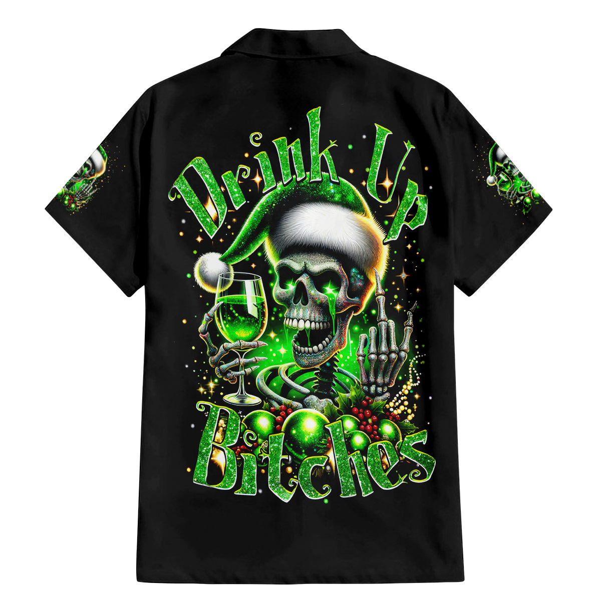 Christmas Skull Family Matching Mermaid Dress and Hawaiian Shirt Drink Up Bitches - Wonder Print Shop