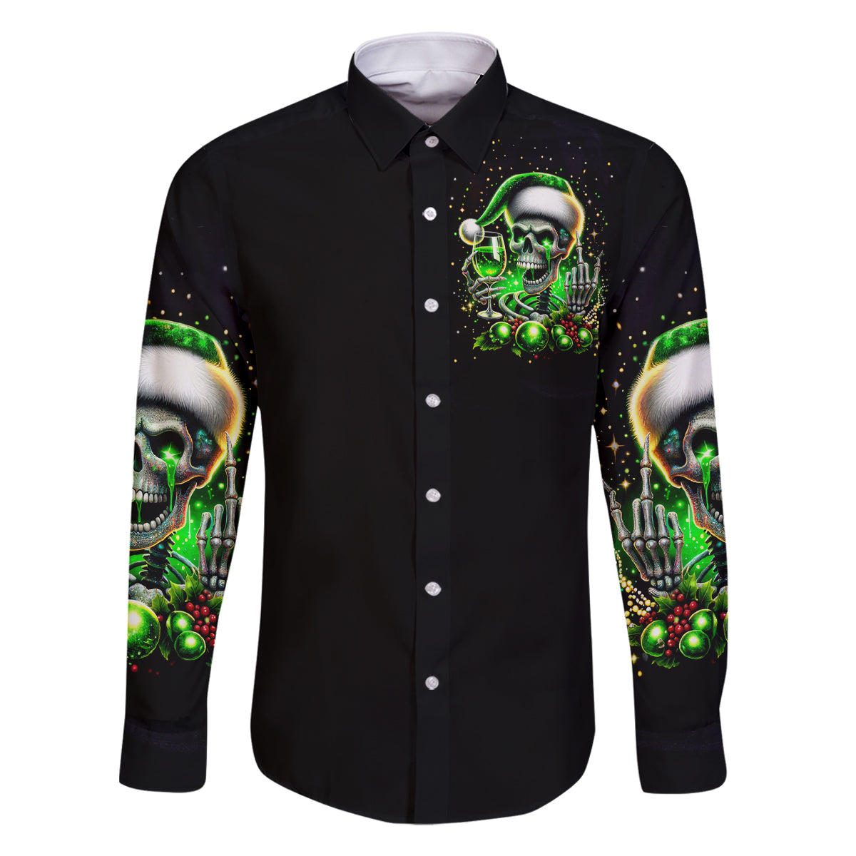 Christmas Skull Family Matching Mermaid Dress and Hawaiian Shirt Drink Up Bitches - Wonder Print Shop
