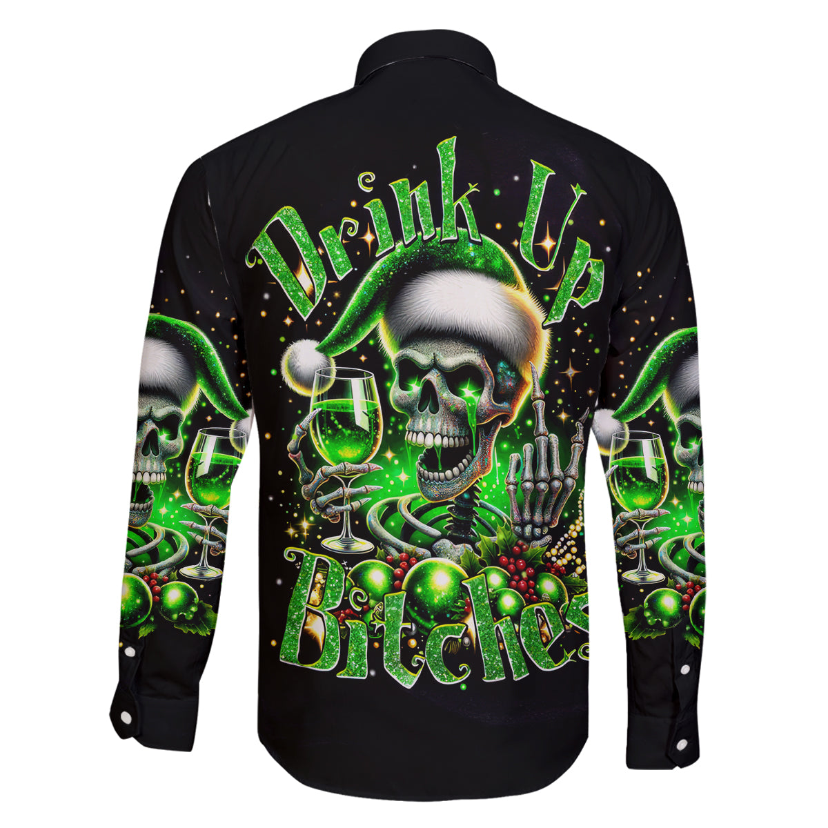 Christmas Skull Family Matching Mermaid Dress and Hawaiian Shirt Drink Up Bitches - Wonder Print Shop