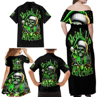 Christmas Skull Family Matching Off Shoulder Maxi Dress and Hawaiian Shirt Drink Up Bitches - Wonder Print Shop