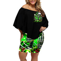 Christmas Skull Family Matching Off Shoulder Short Dress and Hawaiian Shirt Drink Up Bitches - Wonder Print Shop