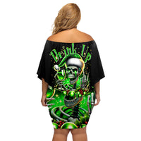 Christmas Skull Family Matching Off Shoulder Short Dress and Hawaiian Shirt Drink Up Bitches - Wonder Print Shop