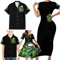 Christmas Skull Family Matching Short Sleeve Bodycon Dress and Hawaiian Shirt Drink Up Bitches - Wonder Print Shop