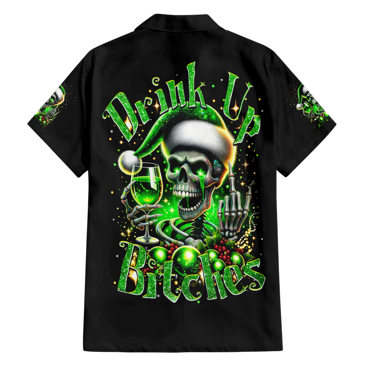 Christmas Skull Hawaiian Shirt Drink Up Bitches - Wonder Print Shop