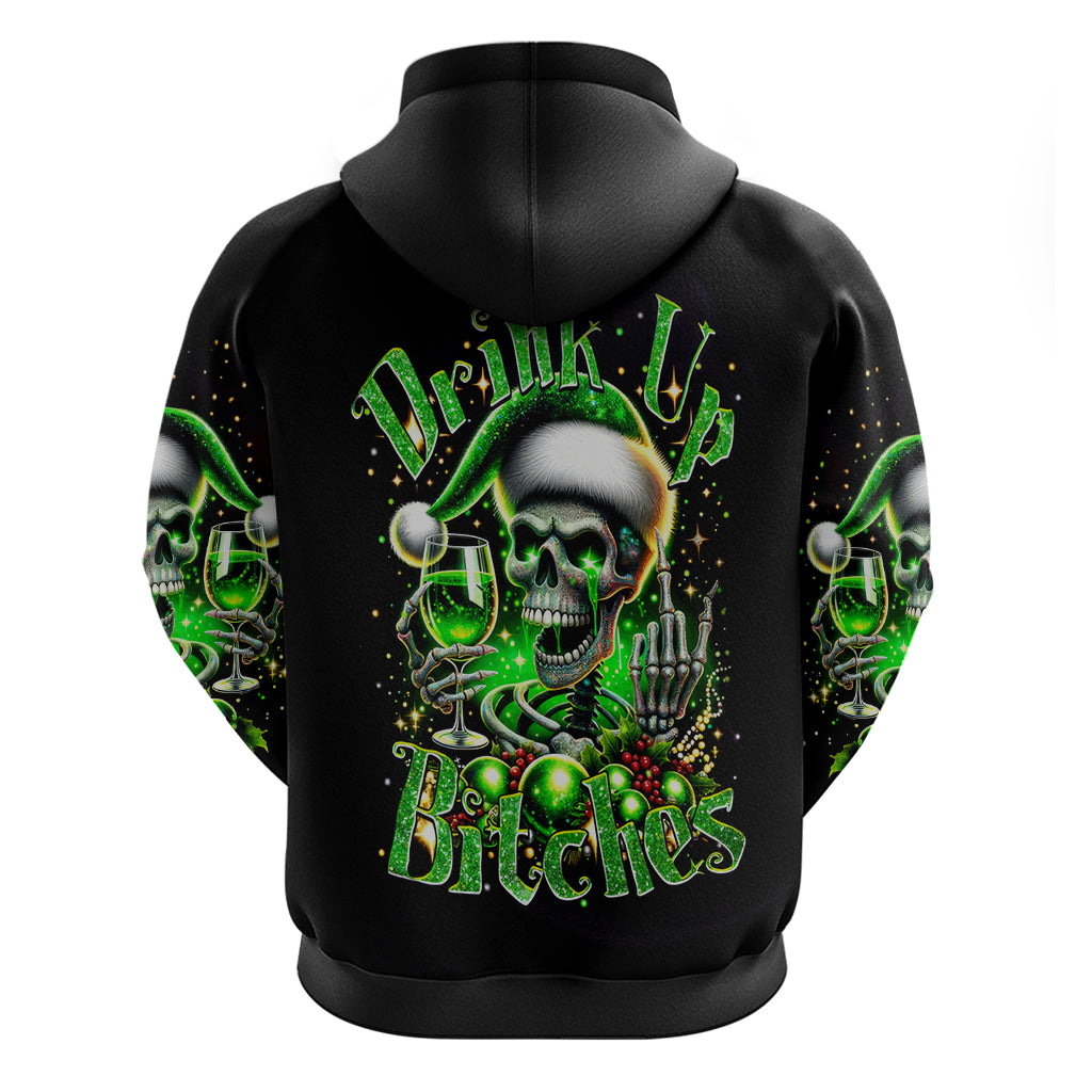 Christmas Skull Hoodie Drink Up Bitches - Wonder Print Shop