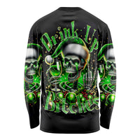 Christmas Skull Long Sleeve Shirt Drink Up Bitches - Wonder Print Shop