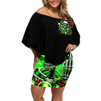 Christmas Skull Off Shoulder Short Dress Drink Up Bitches - Wonder Print Shop