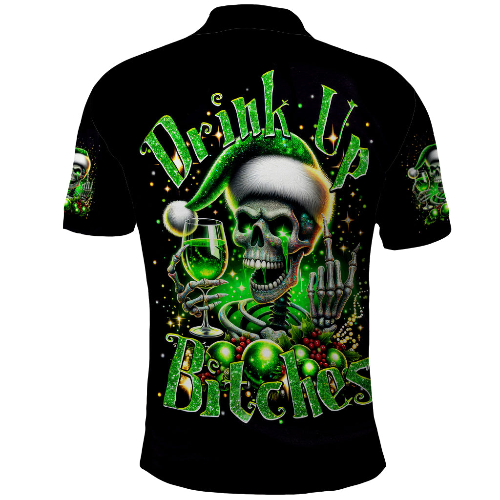 Christmas Skull Polo Shirt Drink Up Bitches - Wonder Print Shop