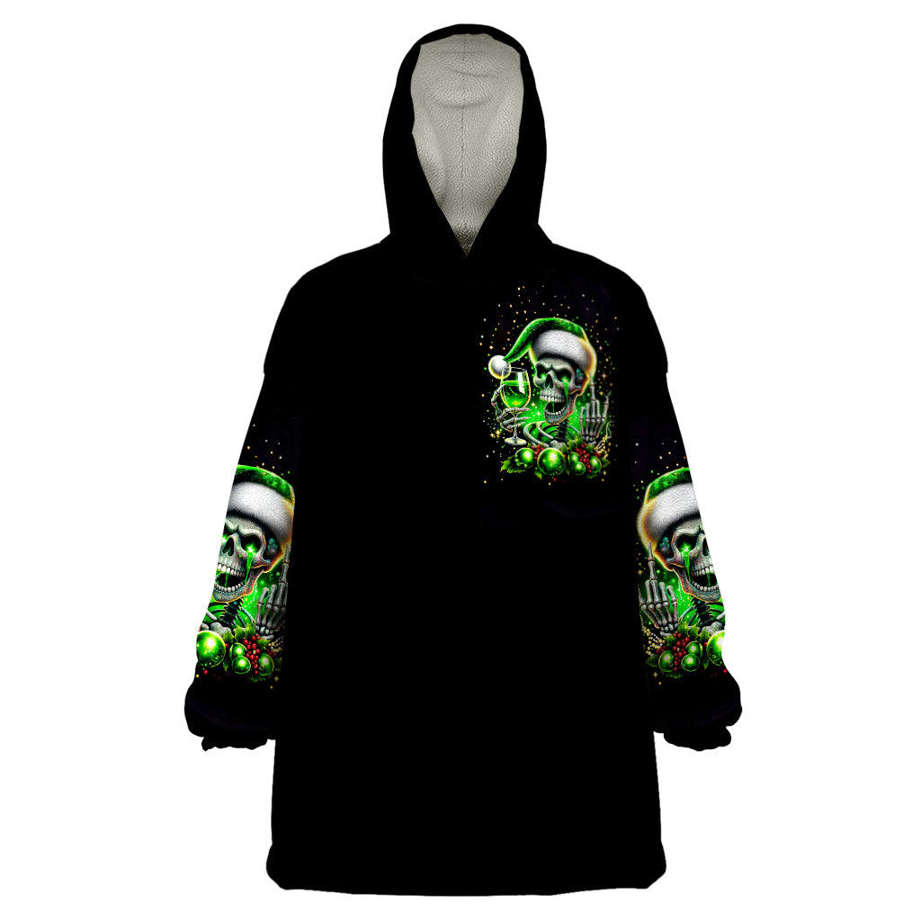 Christmas Skull Wearable Blanket Hoodie Drink Up Bitches - Wonder Print Shop
