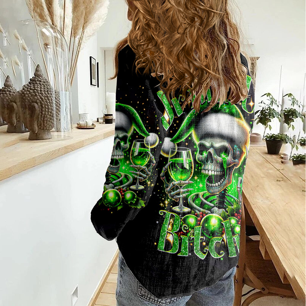 Christmas Skull Women Casual Shirt Drink Up Bitches - Wonder Print Shop