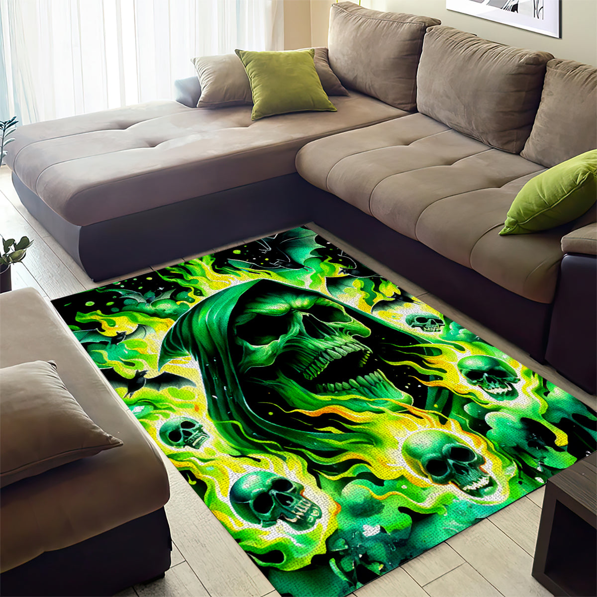 Flame Skull Area Rug Heaven Don't Want Me Hell Afraid I Take Over - Wonder Print Shop