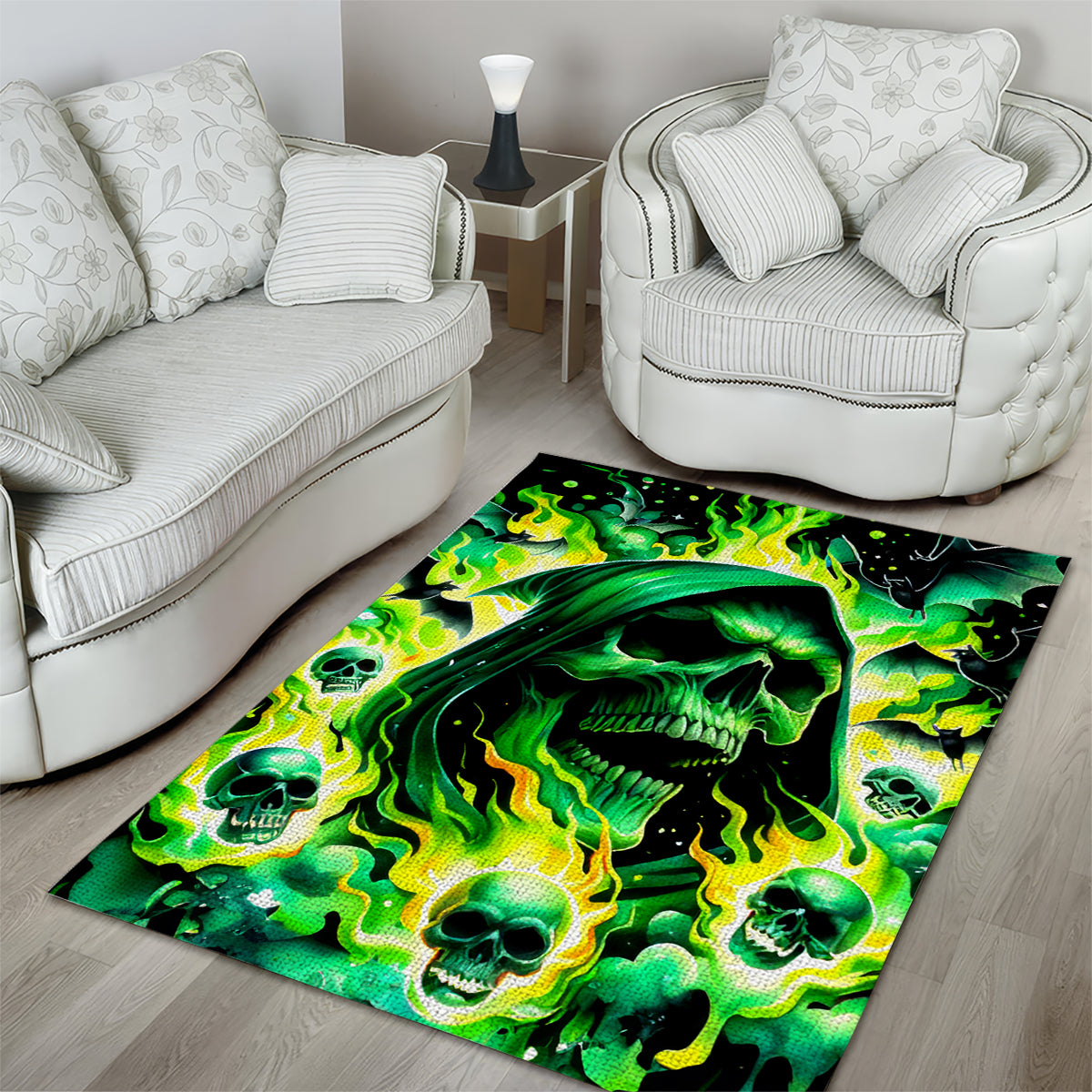 Flame Skull Area Rug Heaven Don't Want Me Hell Afraid I Take Over - Wonder Print Shop